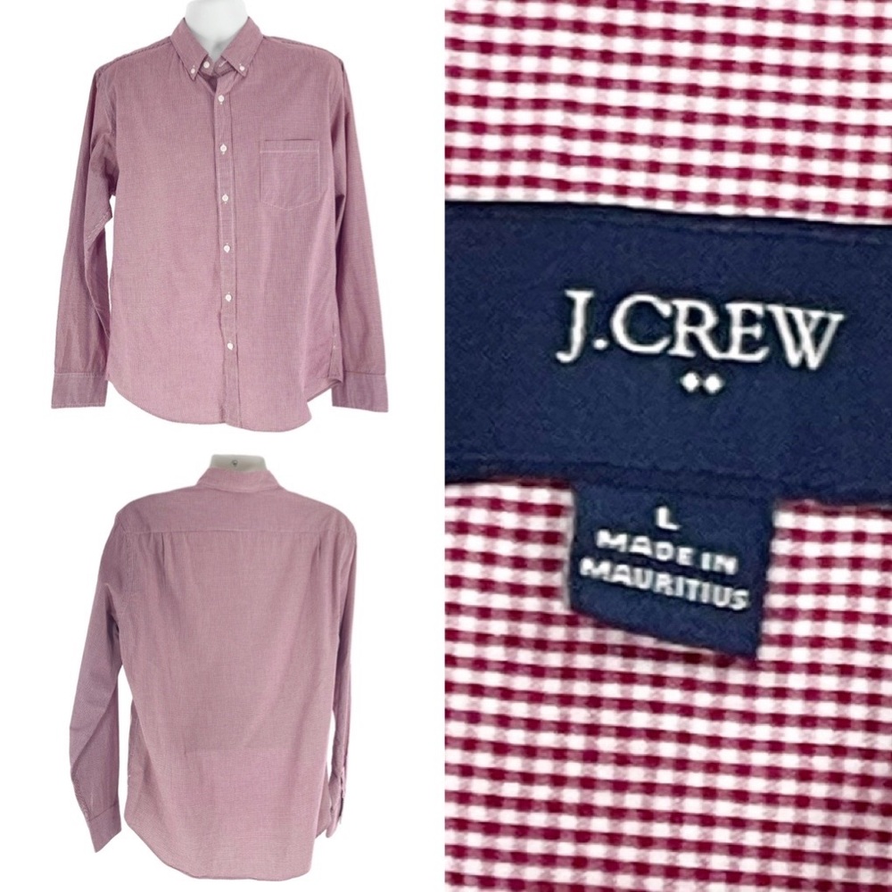 J. Crew Preppy Western Button Down Collar Gingham Casual Shirt Large EUC